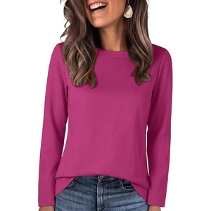 image:imageANRABESS Long Sleeve Shirts for Women Crew Neck Fall Top  Soft Comfy Wrinkle Free Tshirts Basic Tee Winter Layer Clothing Business Casual Work OutfitsTravel Daily WearHot Pink