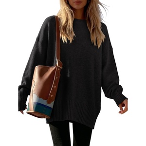 image:imageANRABESS Oversized Sweaters for Women Batwing Fall Outfits  Long Sleeve Crew Neck Pullover Cozy Casual Loose Knit Tops Cute Office Work Travel Vacation Winter Fashion ClothingBlack