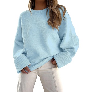 image:imageANRABESS Women Oversized Knit Sweaters 2026 Fall Fashion Outfits  Cozy Soft Fuzzy Knit Warm Chunky Long Sleeve Crew Neck PulloverWinter ClothingCasual Loose FitWork Travel AllDay WearSky Blue