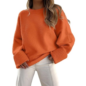 image:imageANRABESS Women Oversized Knit Sweaters 2026 Fall Fashion Outfits  Cozy Soft Fuzzy Knit Warm Chunky Long Sleeve Crew Neck PulloverWinter ClothingCasual Loose FitWork Travel AllDay WearOrange