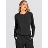 image:imageANRABESS 2 Piece Lounge Sets for Women Fall Travel Outfit  Waffle Knit Long Sleeve Button Up Henley Top amp Wide Leg Pants Comfy Casual Matching Sets Vacation Airport Sweatsuit ClothesBlack