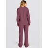 image:imageANRABESS 2 Piece Lounge Sets for Women Fall Travel Outfit  Waffle Knit Long Sleeve Button Up Henley Top amp Wide Leg Pants Comfy Casual Matching Sets Vacation Airport Sweatsuit ClothesMauve