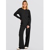 image:imageANRABESS 2 Piece Lounge Sets for Women Fall Travel Outfit  Waffle Knit Long Sleeve Button Up Henley Top amp Wide Leg Pants Comfy Casual Matching Sets Vacation Airport Sweatsuit ClothesBlack