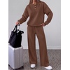 image:imageANRABESS 2 Piece Sets for Women Fall Outfits Sweatsuits  Henley Neck Sweatshirt amp Wide Leg Sweatpant with Pockets Comfy Matching Lounge Sets Airport Travel Outfit Casual ClothesCoffee