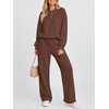 image:imageANRABESS 2 Piece Sets for Women Fall Outfits Sweatsuits  Henley Neck Sweatshirt amp Wide Leg Sweatpant with Pockets Comfy Matching Lounge Sets Airport Travel Outfit Casual ClothesCoffee