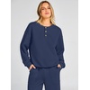 image:imageANRABESS 2 Piece Sets for Women Fall Outfits Sweatsuits  Henley Neck Sweatshirt amp Wide Leg Sweatpant with Pockets Comfy Matching Lounge Sets Airport Travel Outfit Casual ClothesNvay Blue