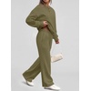 image:imageANRABESS 2 Piece Sets for Women Fall Outfits Sweatsuits  Henley Neck Sweatshirt amp Wide Leg Sweatpant with Pockets Comfy Matching Lounge Sets Airport Travel Outfit Casual ClothesArmy Green