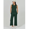 image:imageANRABESS 2 Piece Sets for Women Travel Airport Outfits  Sleeveless Tank TopampWide Leg PantsLounge Matching Set2026 Summer Fall Casual Comfort ClothingWrinkle Free Soft SweatsuitsDeep Green
