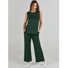 image:imageANRABESS 2 Piece Sets for Women Travel Airport Outfits  Sleeveless Tank TopampWide Leg PantsLounge Matching Set2026 Summer Fall Casual Comfort ClothingWrinkle Free Soft SweatsuitsDeep Green