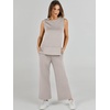 image:imageANRABESS 2 Piece Sets for Women Travel Airport Outfits  Sleeveless Tank TopampWide Leg PantsLounge Matching Set2026 Summer Fall Casual Comfort ClothingWrinkle Free Soft SweatsuitsLight Khaki