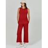 image:imageANRABESS 2 Piece Sets for Women Travel Airport Outfits  Sleeveless Tank TopampWide Leg PantsLounge Matching Set2026 Summer Fall Casual Comfort ClothingWrinkle Free Soft SweatsuitsRed