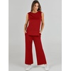 image:imageANRABESS 2 Piece Sets for Women Travel Airport Outfits  Sleeveless Tank TopampWide Leg PantsLounge Matching Set2026 Summer Fall Casual Comfort ClothingWrinkle Free Soft SweatsuitsRed