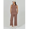 image:imageANRABESS 2 Piece Sets for Women Travel Airport Outfits  Sleeveless Tank TopampWide Leg PantsLounge Matching Set2026 Summer Fall Casual Comfort ClothingWrinkle Free Soft SweatsuitsBrown