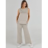 image:imageANRABESS 2 Piece Sets for Women Travel Airport Outfits  Sleeveless Tank TopampWide Leg PantsLounge Matching Set2026 Summer Fall Casual Comfort ClothingWrinkle Free Soft SweatsuitsLight Beige