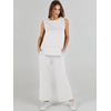 image:imageANRABESS 2 Piece Sets for Women Travel Airport Outfits  Sleeveless Tank TopampWide Leg PantsLounge Matching Set2026 Summer Fall Casual Comfort ClothingWrinkle Free Soft SweatsuitsWhite