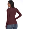 image:imageANRABESS Fall Long Sleeve Shirts for Women Wool Blend Tops  Comfy Stretch Slim Basic Tee Casual Work Going Out Daily Wear Soft Crewneck Lightweight Sweater Winter Layering ClothesWine Red