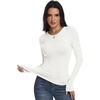 image:imageANRABESS Fall Long Sleeve Shirts for Women Wool Blend Tops  Comfy Stretch Slim Basic Tee Casual Work Going Out Daily Wear Soft Crewneck Lightweight Sweater Winter Layering ClothesCream White