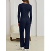 image:imageANRABESS Long Sleeve Lounge Pajama Sets for Women 2 Piece  Comfy Soft Breathable FabricDrawstring Wide Leg PantsCute Matching Set SleepwearFall Home Pjs LoungewearBlue