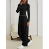 image:imageANRABESS Long Sleeve Lounge Pajama Sets for Women 2 Piece  Comfy Soft Breathable FabricDrawstring Wide Leg PantsCute Matching Set SleepwearFall Home Pjs LoungewearBlack