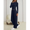 image:imageANRABESS Long Sleeve Lounge Pajama Sets for Women 2 Piece  Comfy Soft Breathable FabricDrawstring Wide Leg PantsCute Matching Set SleepwearFall Home Pjs LoungewearBlue