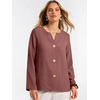 image:imageANRABESS Long Sleeve Shirts for Women V Neck Henley Tops  Lightweight Soft Fabric Regular Fit Business Casual Office Daily Blouses Dressy Elegant Style Spring Winter ClothesDusty Rose