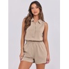 image:imageANRABESS Romper for Womens 2026 Summer Dressy Casual Sleeveless V Neck One Piece Short Jumpsuit Lounge Travel Outfits ClothesKhaki