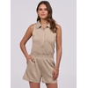 image:imageANRABESS Romper for Womens 2026 Summer Dressy Casual Sleeveless V Neck One Piece Short Jumpsuit Lounge Travel Outfits ClothesKhaki