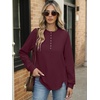 image:imageANRABESS Sweatshirt for Women Oversized Henley Tunic Tops  Long Sleeve Button Slit HemSoft Loose Fit Pullover School Work Office Outfits Lounge Casual Fall Winter ClothingWine Red