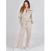 image:imageANRABESS Women 2 Piece Set Sweatsuits Lounge Fall Outfits  Quarter Zip Pullover Wide Leg Pants amp Pockets Matching SetCasual Travel Fashion Airport Vacation ClothingSweat Track SuitsLight Khaki