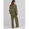 image:imageANRABESS Women 2 Piece Set Sweatsuits Lounge Fall Outfits  Quarter Zip Pullover Wide Leg Pants amp Pockets Matching SetCasual Travel Fashion Airport Vacation ClothingSweat Track SuitsOlive