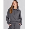image:imageANRABESS Women 2 Piece Set Sweatsuits Lounge Fall Outfits  Quarter Zip Pullover Wide Leg Pants amp Pockets Matching SetCasual Travel Fashion Airport Vacation ClothingSweat Track SuitsDark Grey