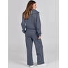 image:imageANRABESS Women 2 Piece Set Sweatsuits Lounge Fall Outfits  Quarter Zip Pullover Wide Leg Pants amp Pockets Matching SetCasual Travel Fashion Airport Vacation ClothingSweat Track SuitsGray