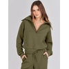 image:imageANRABESS Women 2 Piece Set Sweatsuits Lounge Fall Outfits  Quarter Zip Pullover Wide Leg Pants amp Pockets Matching SetCasual Travel Fashion Airport Vacation ClothingSweat Track SuitsOlive
