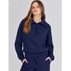 image:imageANRABESS Women 2 Piece Set Sweatsuits Lounge Fall Outfits  Quarter Zip Pullover Wide Leg Pants amp Pockets Matching SetCasual Travel Fashion Airport Vacation ClothingSweat Track SuitsNavy Blue