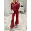 image:imageANRABESS Women 2 Piece Set Sweatsuits Lounge Fall Outfits  Quarter Zip Pullover Wide Leg Pants amp Pockets Matching SetCasual Travel Fashion Airport Vacation ClothingSweat Track SuitsRed