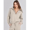 image:imageANRABESS Women 2 Piece Set Sweatsuits Lounge Fall Outfits  Quarter Zip Pullover Wide Leg Pants amp Pockets Matching SetCasual Travel Fashion Airport Vacation ClothingSweat Track SuitsLight Khaki