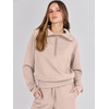 image:imageANRABESS Women 2 Piece Set Sweatsuits Lounge Fall Outfits  Quarter Zip Pullover Wide Leg Pants amp Pockets Matching SetCasual Travel Fashion Airport Vacation ClothingSweat Track SuitsKhaki