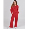 image:imageANRABESS Women 2 Piece Set Sweatsuits Lounge Fall Outfits  Quarter Zip Pullover Wide Leg Pants amp Pockets Matching SetCasual Travel Fashion Airport Vacation ClothingSweat Track SuitsBright Red