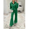 image:imageANRABESS Women 2 Piece Set Sweatsuits Lounge Fall Outfits  Quarter Zip Pullover Wide Leg Pants amp Pockets Matching SetCasual Travel Fashion Airport Vacation ClothingSweat Track SuitsGreen