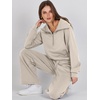 image:imageANRABESS Women 2 Piece Set Sweatsuits Lounge Fall Outfits  Quarter Zip Pullover Wide Leg Pants amp Pockets Matching SetCasual Travel Fashion Airport Vacation ClothingSweat Track SuitsLight Khaki