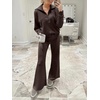 image:imageANRABESS Women 2 Piece Set Sweatsuits Lounge Fall Outfits  Quarter Zip Pullover Wide Leg Pants amp Pockets Matching SetCasual Travel Fashion Airport Vacation ClothingSweat Track SuitsCoffee