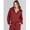 image:imageANRABESS Women 2 Piece Set Sweatsuits Lounge Fall Outfits  Quarter Zip Pullover Wide Leg Pants amp Pockets Matching SetCasual Travel Fashion Airport Vacation ClothingSweat Track SuitsRed