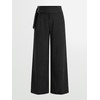 image:imageANRABESS Women Buckle Work Dress Pants with Pockets  Wide Leg Mid Waist Trousers Office Dressy Formal Business Casual Long Fall Slacks Solid amp StripedStripe Black