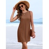 image:imageANRABESS Women Swimsuit Cover Up Summer Bathing Suits  Eyelet Knit Sundress Sleeveless Beach Tank Short Dresses Swim Suits Coverups Travel Vacation ClothesPool Swimwear OutfitsBrown