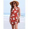 image:imageANRABESS Women Swimsuit Cover Up Summer Bathing Suits  Eyelet Knit Sundress Sleeveless Beach Tank Short Dresses Swim Suits Coverups Travel Vacation ClothesPool Swimwear OutfitsRed White Peonies
