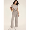 image:imageANRABESS Womens 2 Piece Outfits 2026 Summer Fall Travel Lounge Set  Soft Cozy Airport Fabric Cap Sleeve TieWaisted Top amp Wide Leg Pants Trendy Vacation Outfits Casual Business Daily WearLight Khaki