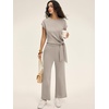 image:imageANRABESS Womens 2 Piece Outfits 2026 Summer Fall Travel Lounge Set  Soft Cozy Airport Fabric Cap Sleeve TieWaisted Top amp Wide Leg Pants Trendy Vacation Outfits Casual Business Daily WearLight Khaki