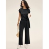 image:imageANRABESS Womens 2 Piece Outfits 2026 Summer Fall Travel Lounge Set  Soft Cozy Airport Fabric Cap Sleeve TieWaisted Top amp Wide Leg Pants Trendy Vacation Outfits Casual Business Daily WearBlack
