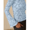 image:imageANRABESS Womens Bell Long Sleeve Crop Tops Floral Mesh Blouse  Boat Neck Slim Fit Shirts Bodycon Outfit Soft Polyester Fabric Going Out Work Trendy Elegant Fall Spring ClothesBlue