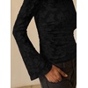 image:imageANRABESS Womens Bell Long Sleeve Crop Tops Floral Mesh Blouse  Boat Neck Slim Fit Shirts Bodycon Outfit Soft Polyester Fabric Going Out Work Trendy Elegant Fall Spring ClothesBlack